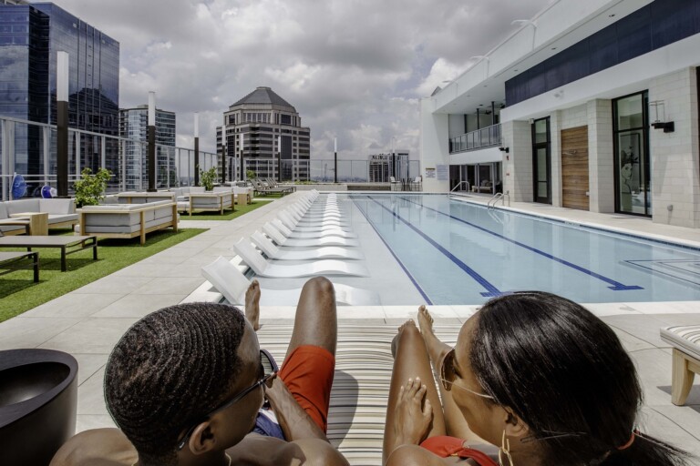 Vireo rooftop pool with people lounging